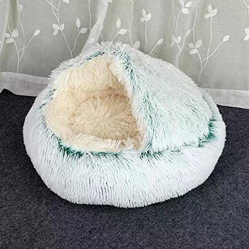 SEDOXX Katzenhöhle Bett Plüsch Haustierbett für Welpen Kätzchen Bett Indoor Flauschiges Katzenbett Waschbar Beruhigendes Bett Anti-Rutsch-Unterseite Schlafen Hundebett Warmhalten,65 cm, Grün von SEDOXX