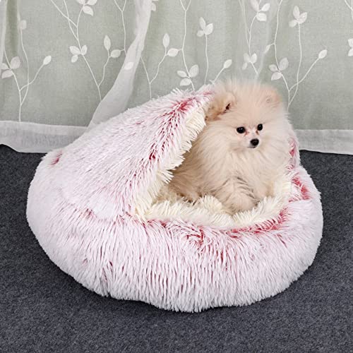 SEDOXX Katzensofa Bett Hundebett Haustierkissen Bett Donuthöhle Katzenbett Haustier Beruhigendes Haus Plüsch Kuschelsack Decke Runde Katze für Indoor Katzen Kätzchen Welpe, Plüsch, 65 cm, Rosa von SEDOXX