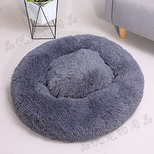 SEDOXX Plüsch-Donut-Haustierbett verbessert den Schlaf, hält warm, Hundebett Katzenbett für drinnen Katzen Welpenbett, rundes Höhlenbett, Fell, selbstwärmendes Zwinger-Welpen-Sofa, 60 cm, Dunkelgrau von SEDOXX