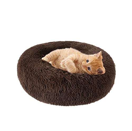 Selbstwärmendes, flauschiges Katzenbett für drinnen und draußen, Donut-Haustierbett für kleine, mittelgroße Haustiere, maschinenwaschbar, weiches Plüsch-Hundebett, Kätzchen von SEDOXX