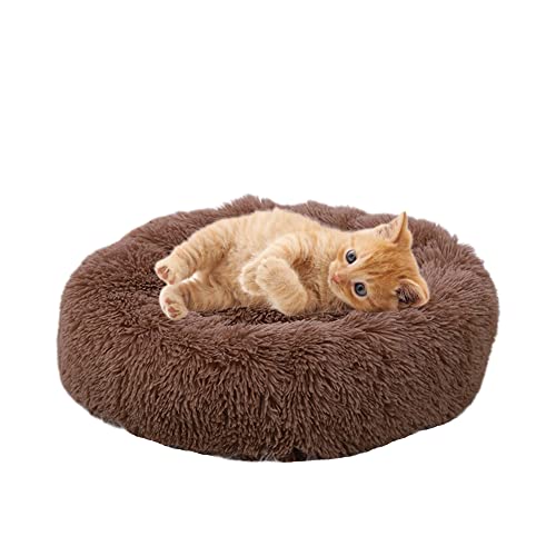 Selbstwärmendes, flauschiges Katzenbett für drinnen und draußen, Donut-Haustierbett für kleine, mittelgroße Haustiere, maschinenwaschbar, weiches Plüsch-Hundebett, Kätzchen von SEDOXX