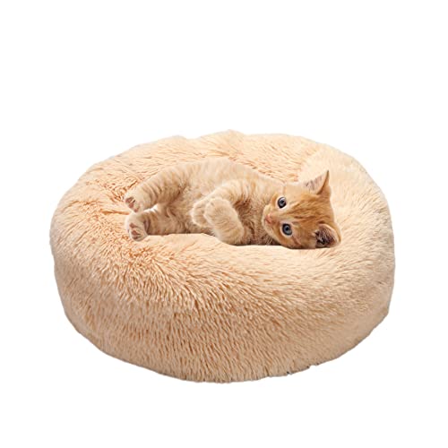 Selbstwärmendes, flauschiges Katzenbett für drinnen und draußen, Donut-Haustierbett für kleine, mittelgroße Haustiere, maschinenwaschbar, weiches Plüsch-Hundebett, Kätzchen von SEDOXX