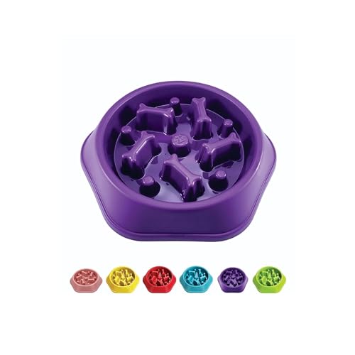 Sefa Slow Feeder Hundenapf für kleine/mittelgroße Hunde, Anti-Ersticken Slow Feeder Bowl, Slow Feeding Puzzle Bowl, Anti-Rutsch-Hundenapf mit interaktivem Knochenform-Futter-Design, PP-Material (Lila) von SEFAGUDZ