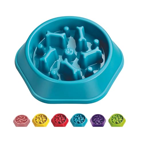 Sefa Slow Feeder Hundenapf für kleine/mittelgroße Hunde, Anti-Ersticken Slow Feeder Bowl, Slow Feeding Puzzle Bowl, Anti-Rutsch-Hundenapf mit interaktivem Knochenform-Futter-Design, PP-Material (Blau) von SEFAGUDZ