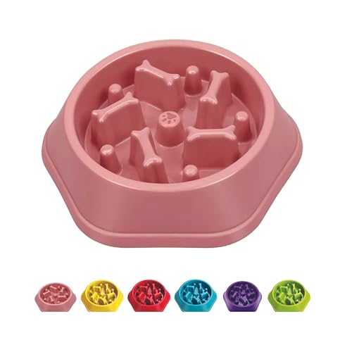 Sefa Slow Feeder Hundenapf für kleine/mittelgroße Hunde, Anti-Ersticken Slow Feeder Bowl, Slow Feeding Puzzle Bowl, Anti-Rutsch-Hundenapf mit interaktivem Knochenform-Futter-Design, PP-Material (Rosa) von SEFAGUDZ