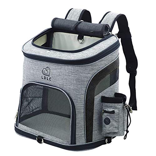 REAYOU Haustier Reise Rucksack Haustier Rucksäcke haustiertragetasche Atmungsaktive Outdoor Faltbarer für Hunde und Katzen (Black-L) von IKIMI