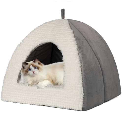 SEIMMIE Katzenhöhlenbett für Indoor-Katzen, warme Katzenbetten/Hundebetten für kleine Hunde, Katzenzeltbett für Welpen, Kätzchen, mit abnehmbarem Kissen von SEIMMIE