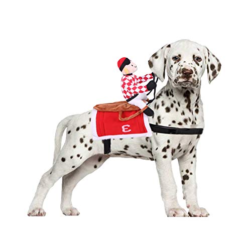 SEIS Halloween Hund Jockey Haustier Pferd Rennen Kostüm Katze Lustige Kleidung für Halloween Party Cosplay Fotografieren (M (Brustumfang 44–54 cm) von SEIS