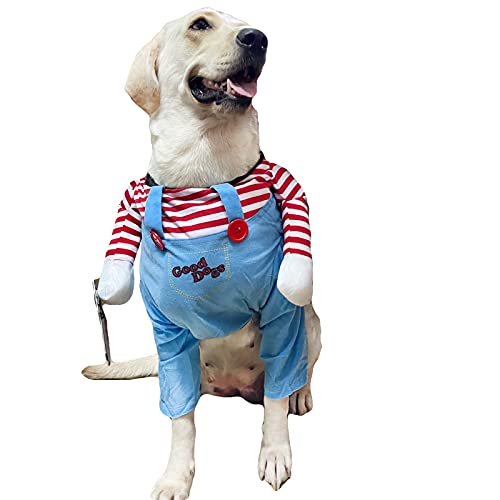 SEIS Haustier-Kostüm mit Perücke, Halloween-Party, Kleidung, Katzenbekleidung, Zubehör, Outfits für Katzen, kleine, mittelgroße und große Hunde, Pudel, Teddy, Jungen, Mädchen (XL (Beinlänge 20 cm) von SEIS