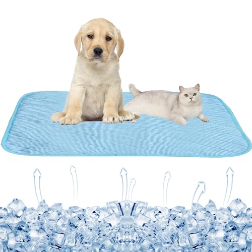 SEIS Hunde-Eiskissen, Eisseide, Katzen, Zwinger, Haustier-Kühlkissen, Sommer, kühle Bambusmatte, atmungsaktives Pad (Solid Blue, L von SEIS