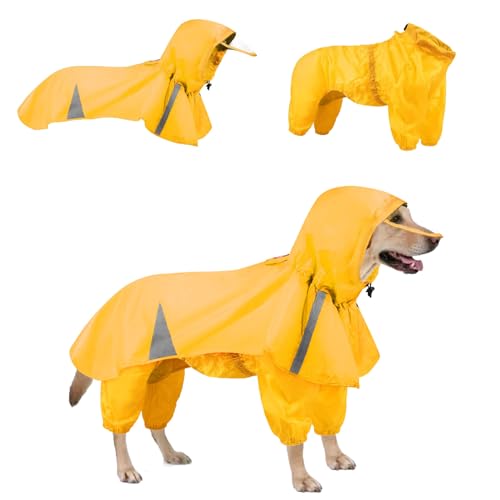 SEIS Regenmantel für große Hunde, mit Kapuze, geteilter Labrador-Poncho und Kapuzenpullover, wasserdicht, für mittelgroße und große Hunde, Golden Retriever, Deutscher Schäferhund, Gelb, 5XL, 2 Stück von SEIS