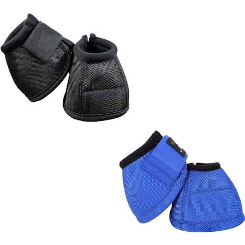 SEIWEI Schwarz+Blau, Pferdestiefel, Over Reach- oder Glockenstiefel für Pferde, Schutzausrüstung und Trainingsgeräte, Pferdestiefel, Bandagen und Zubehör von SEIWEI