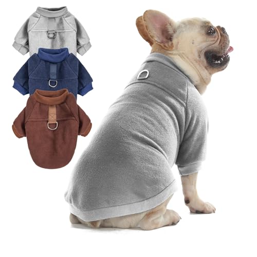 Hundepullover, Katzen- und Hundekleidung, Hundemäntel, Hundejacke mit O-Ring-Leine für kleine und mittelgroße Hunde, Jungen und Mädchen, dehnbar, warm, Hunde-Sweatshirt, Katzenwelpenbekleidung (Größe von SEKUMDAN