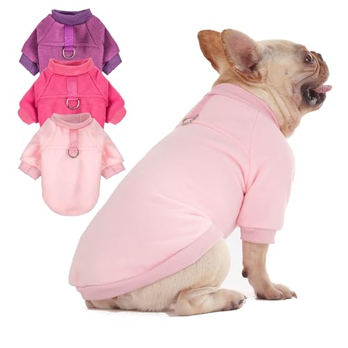 Hundepullover, Katzen- und Hundekleidung, Hundemäntel, Hundejacke mit O-Ring-Leine für kleine und mittelgroße Hunde, Jungen und Mädchen, dehnbar, warmes Hunde-Sweatshirt, Katzenwelpenbekleidung (Größe von SEKUMDAN