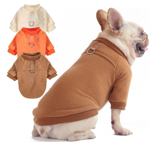 Hundepullover, Katzen- und Hundekleidung, Hundemäntel, Hundejacke mit O-Ring-Leine für kleine und mittelgroße Hunde, Jungen und Mädchen, dehnbar, warmes Hunde-Sweatshirt, Katzenwelpenbekleidung (Größe von SEKUMDAN