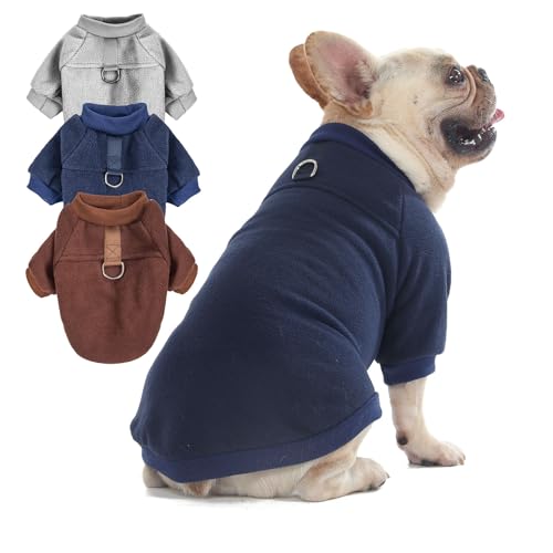 Hundepullover, Katzen- und Hundekleidung, Hundemäntel, Hundejacke mit O-Ring-Leine für kleine und mittelgroße Hunde, Jungen und Mädchen, dehnbar, warmes Hunde-Sweatshirt, Katzenwelpenbekleidung (Größe von SEKUMDAN