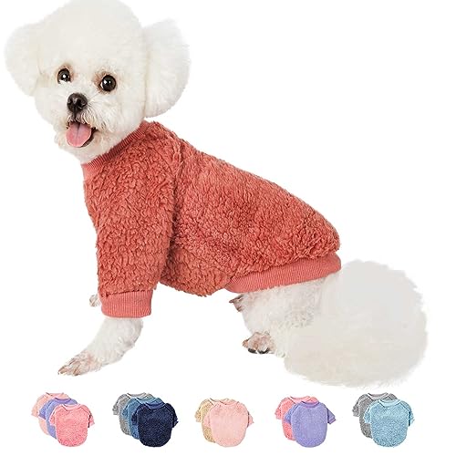 Hundepullover für kleine Hunde, Jungen oder Mädchen, Katzen, Welpen, Sweatshirts, weich, warm, flauschig, Winterjacke (Koralle, L) von SEKUMDAN