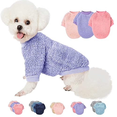 Hundepullover, Kleidung für kleine Hunde, Junge oder Mädchen, Katze, Welpen, Mantel, Sweatshirts, weich, warm, flauschig, Winterjacke Bekleidung (Engelsrosa, Lavendel, Rosa, Größe S) von SEKUMDAN