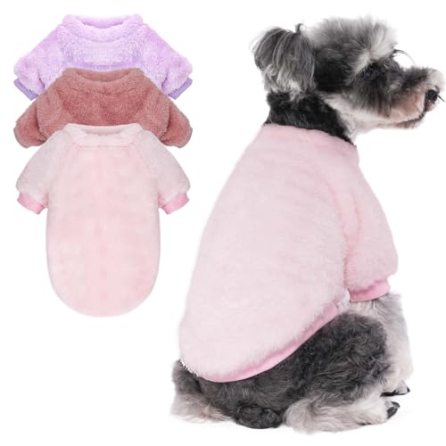 SEKUMDAN Hundepullover, Kleidung für kleine Hunde, Jungen oder Mädchen, Katzen, Welpen, Sweatshirts, weiche, warme, flauschige Winterjacke (Altrosa, Blassrosa, Blasslavendel, Größe L) von SEKUMDAN