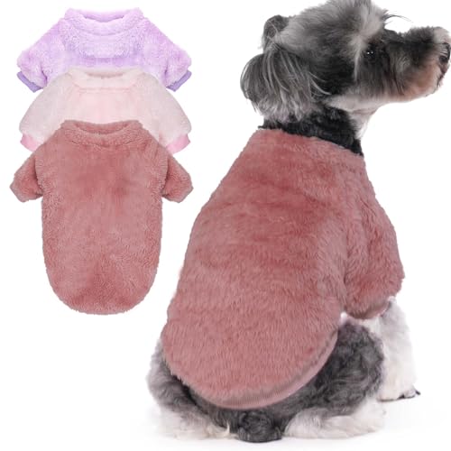 SEKUMDAN Hundepullover, Kleidung für kleine Hunde, Jungen oder Mädchen, Katzen, Welpen, Sweatshirts, weiche, warme, flauschige Winterjacke (Altrosa, Blassrosa, Blasslavendel, Größe S) von SEKUMDAN