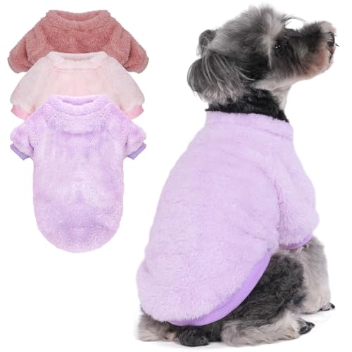 SEKUMDAN Hundepullover, Kleidung für kleine Hunde, Jungen oder Mädchen, Katzen, Welpen, Sweatshirts, weiche, warme, flauschige Winterjacke (Altrosa, Blassrosa, Blasslavendel, Größe XS) von SEKUMDAN