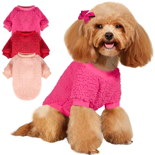 SEKUMDAN Hundepullover, Kleidung für kleine Hunde, Jungen oder Mädchen, Katzen, Welpen, Sweatshirts, weiche, warme, flauschige Winterjacke (Fuchsia, Rot, Ballettrosa, Größe XL) von SEKUMDAN