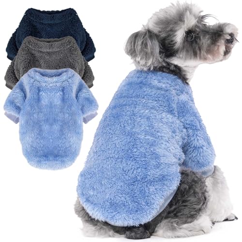 SEKUMDAN Hundepullover für kleine Hunde, Jungen oder Mädchen, Katzen, Welpenmantel, Sweatshirts, weiche, warme, flauschige Winterjacke, Bekleidung (Himmelblau, Marineblau, Dunkelgrau, Größe XXL) von SEKUMDAN