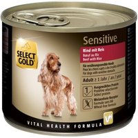 SELECT GOLD Nassfutter Hund Sensitive Adult Rind mit Reis 6x200 g von SELECT GOLD