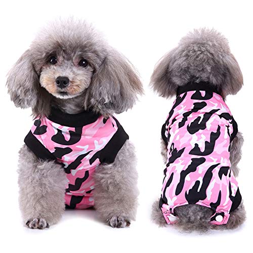 SELMAI Body für Hunde Nach op Mode Tarnung Medical Pet Shirt Katze Hund Kastration E-Kragen Alternative Tragen für Hautkrankheiten Wunden Chirurgische Versorgung Haustier Verhindern Lecken Rosa XS von SELMAI