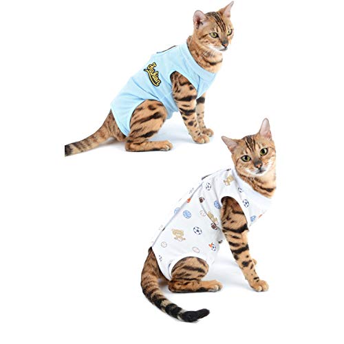 SELMAI Medical Pet Shirt Katze Body für Hunde Nach op Hund Kastration Weiche Baumwolle E-Kragen Alternative für Haustiere Krankenpflege Kleidung Wundschutz Verhindern Lecken Hautkrankheiten 2 STK L von SELMAI