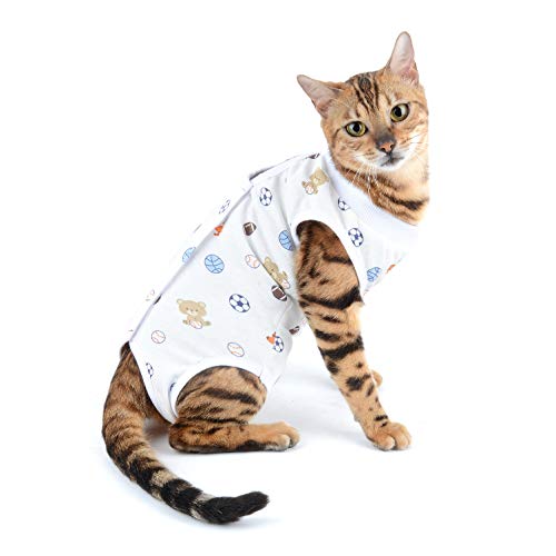 SELMAI Medical Pet Shirt Katze Body für Hunde Nach op Hund Kastration Weiche Baumwolle E-Kragen Alternative für Haustiere Krankenpflege Kleidung Wundschutz Verhindern Lecken Hautkrankheiten Blau M von SELMAI