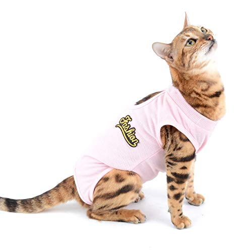 SELMAI Medical Pet Shirt Katze Body für Hunde Nach op Hund Kastration Weiche Baumwolle E-Kragen Alternative für Haustiere Krankenpflege Kleidung Wundschutz Verhindern Lecken Hautkrankheiten Rosa L von SELMAI