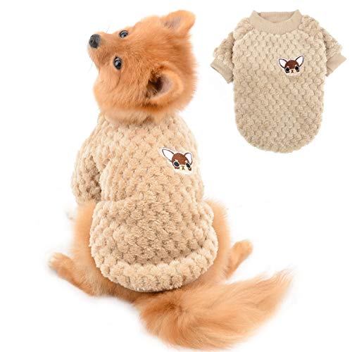 SELMAI Pullover für Kleine Hunde Mittelgroße Weich Warm Flauschiger Kleider Welpe Chihuahua Mantel Dackel Plüsch Kleidung Katzen Haustiere Tägliche Tragen Winddichtes Kaltes Wetter Winter Braun L von SELMAI