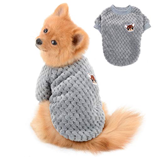 SELMAI Pullover für Kleine Hunde Mittelgroße Weich Warm Flauschiger Kleider Welpe Chihuahua Mantel Dackel Plüsch Kleidung Katzen Haustiere Tägliche Tragen Winddichtes Kaltes Wetter Winter Grau XXL von SELMAI