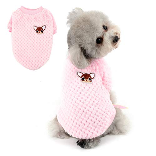 SELMAI Pullover für Kleine Hunde Mittelgroße Weich Warm Flauschiger Kleider Welpe Chihuahua Mantel Dackel Plüsch Kleidung Katzen Haustiere Tägliche Tragen Winddichtes Kaltes Wetter Winter Rosa M von SELMAI