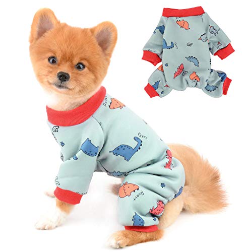 SELMAI Pyjama für Hunde Kleine Mittlere Katzen Dinosaurier Pjs Mädchen Junge Fleece Warmer Strampler Haustier Overalls Welpe Chihuahua Kleidung 4 Beine Homewear Kaltes Wetter Winter Herbst Grau XL von SELMAI