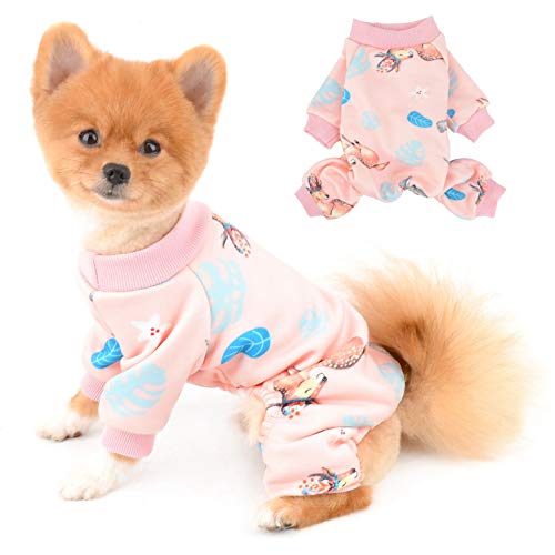 SELMAI Pyjama für Hunde Kleine Mittlere Katzen Hirsch Pjs Mädchen Junge Fleece Warmer Strampler Haustier Overalls Welpe Chihuahua Kleidung 4 Beine Homewear Kaltes Wetter Winter Herbst Rosa XL von SELMAI