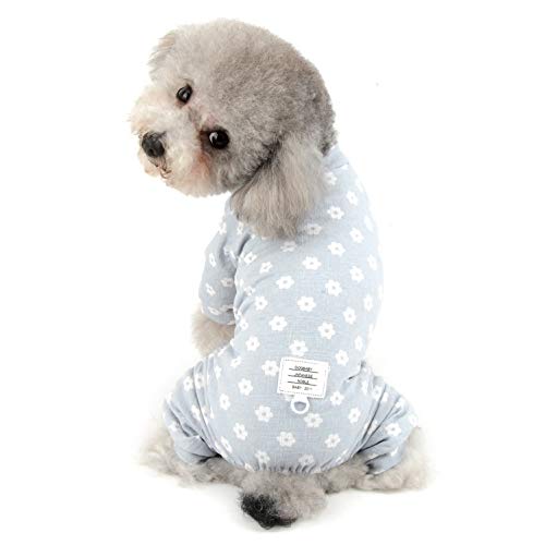 SELMAI Schlafanzug für kleine Hunde, Mädchen, Baumwolle, Welpen, Jumpsuit, Doggie, weich, Chihuahua-Kleidung XXL Blau von SELMAI