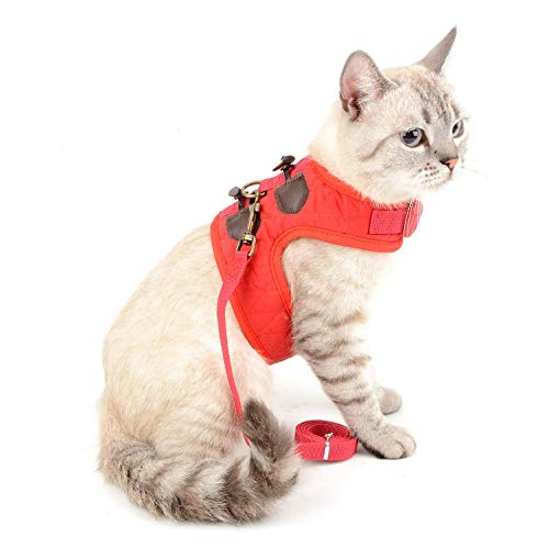 SELMAI Soft Mesh Geschirre für Katzen Escape Proof Weste Geschirr für kleine Hunde No Pull No Choke Welpenleine zum Laufen Einstellbare Schnalle Trainingshalsband einfarbig weiches Material Rot S von SELMAI