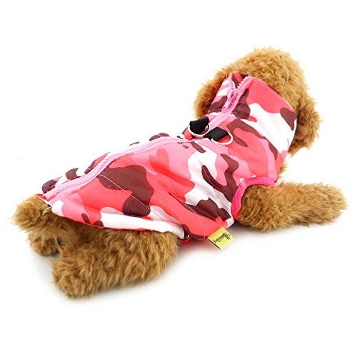 SELMAI Softgeschirr Weste für kleine Hunde Wintermäntel Katze Jacke Chihuahua Dackel Warme Haustierkleidung Gepolsterte Reißverschluss Winddicht Kaltes Wetter Rosa Camouflage L von SELMAI