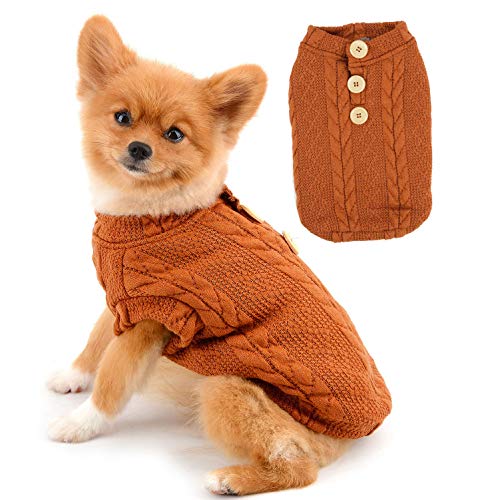 SELMAI Strickvlies Hund Warmer Pullover Chihuahua Kleidung Mode Weizen Ohrweber Pullover Strickpullover Winterkleidung für Welpen Kleine Haustiere Katzenhemden Herbst Kaltes Wetter Tragen Braun XXL von SELMAI