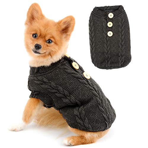 SELMAI Strickvlies Hund Warmer Pullover Chihuahua Kleidung Mode Weizen Ohrweber Pullover Strickpullover Winterkleidung für Welpen Kleine Haustiere Katzenhemden Herbst Kaltes Wetter Tragen Grau S von SELMAI