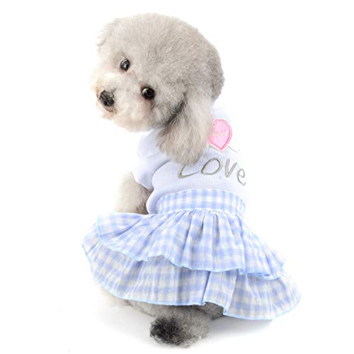 SELMAI Sweet Heart Shirt Prinzessin Plaid Tiered Kleid für kleine Hunde Katzen Welpen Sommer Outfits Hochzeit Geburtstag Party Kostüm Yorkie Chihuahua Shih Tzu Kleidung Blau XS SELMAI Sweet Heart Shirt Prinzessin Plaid Tiered Kleid für kleine Hunde Katzen Welpen Sommer Outfits Hochzeit Geburtstag Party Kostüm Yorkie Chihuahua Shih Tzu Kleidung Blau XS von SELMAI