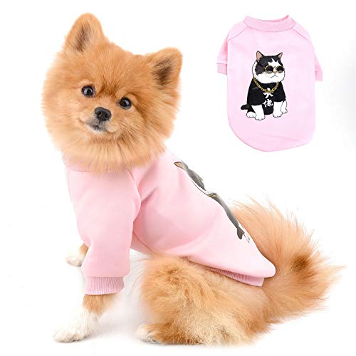 SELMAI Warme Hundepullover Kleine Hunde Chihuahua Kleidung für Haustiere Katzen Weiche Fleece Haustiermantel für Welpen die im Freien Kaltes Wetter Gehen Winddichter Herbst Trägt Rosa XXL von SELMAI