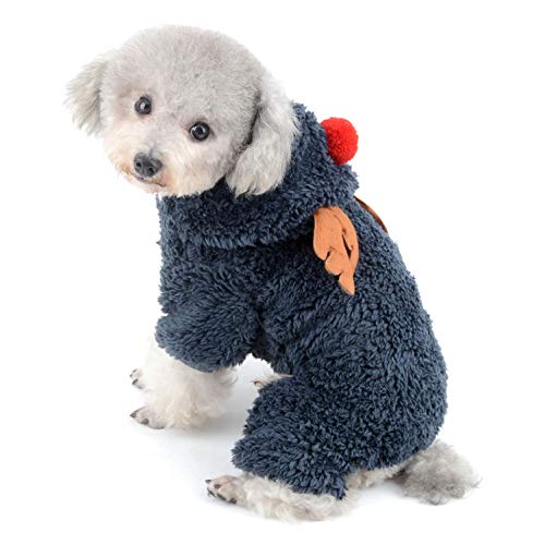 SELMAI Weihnachtskostüm Hund Vlies Pullover Weihnachten Katze Weihnachtsmütze Bekleidung Winterjacken Wintermäntel Warmer Mantel für Kleine Hunde Dackel Chihuahua Haustier Tragen Blau L von SELMAI