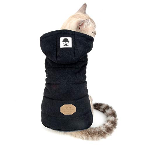 SELMAI Wintermantel für kleine Hunde, Weste, Katze, Welpen, Kapuzenpullover, Kleidung für Haustiere, Jacke, Chihuahua, Yorkie, Spaziergang im Freien bei kaltem Wetter, Schwarz, S von SELMAI