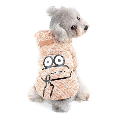 SELMAI Wintermäntel für Hunde Kapuzenpullover Fleece Hundemantel Kapuzenpullis Kleidung für Katzen Gedruckte Sweatshirt Warme Hundejacke Dackel Kleine Mittlere Chihuahua Kostüm Winddicht Gelb L von SELMAI