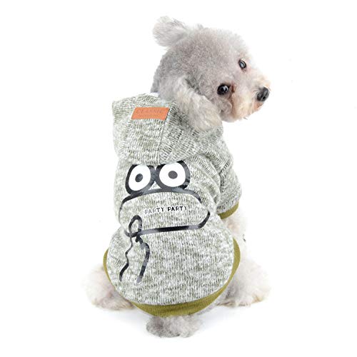 SELMAI Wintermäntel für Hunde Kapuzenpullover Fleece Hundemantel Kapuzenpullis Kleidung für Katzen Gedruckte Sweatshirt Warme Hundejacke Dackel Kleine Mittlere Chihuahua Kostüm Winddicht Grün XXL von SELMAI