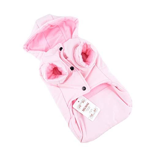 SELMAI Wintermäntel für Kleine Hunde Chihuahua Kleidung Yorkshire Terrier Hundemantel Dackel Winter Kleidung für Katzen Fleece Gefütterte Haustiere Puppy Kitty 2 Beine Winddicht Kaltes Wetter Pink S von SELMAI