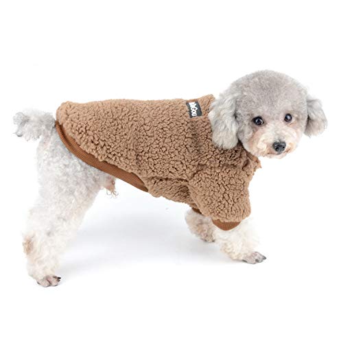 SELMAI Wintermäntel für Kleine Hunde Chihuahua Kleidung Yorkshire Terrier Hundemantel Dackel Winter Kleidung für Katzen Fleece Gefütterte Haustiere Puppy Kitty 2 Beine Winddicht Kaltes Wetter beigeM von SELMAI